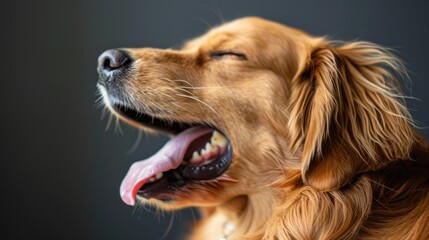 Obraz premium Dog caramel in color laying down and yawning
