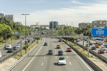 Roads, Two traffic lanes, one for each direction, separated from each other by a wide strip of land...