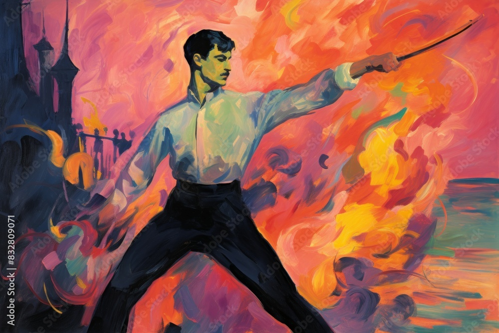 Canvas Prints a cunning and nimble swashbuckler, engaging in daring swordplay and acrobatic maneuvers. - generativ