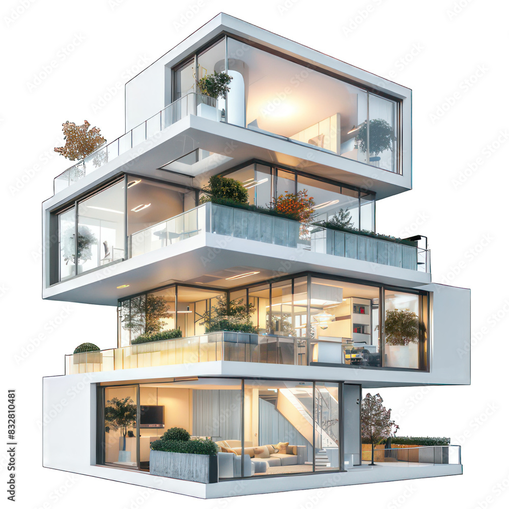 Aufkleber modern cube appartement isolated on white created with generative ai