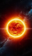 A vivid image of the sun and magnetic storms in the sun.