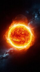 Obraz premium A vivid image of the sun and magnetic storms in the sun.
