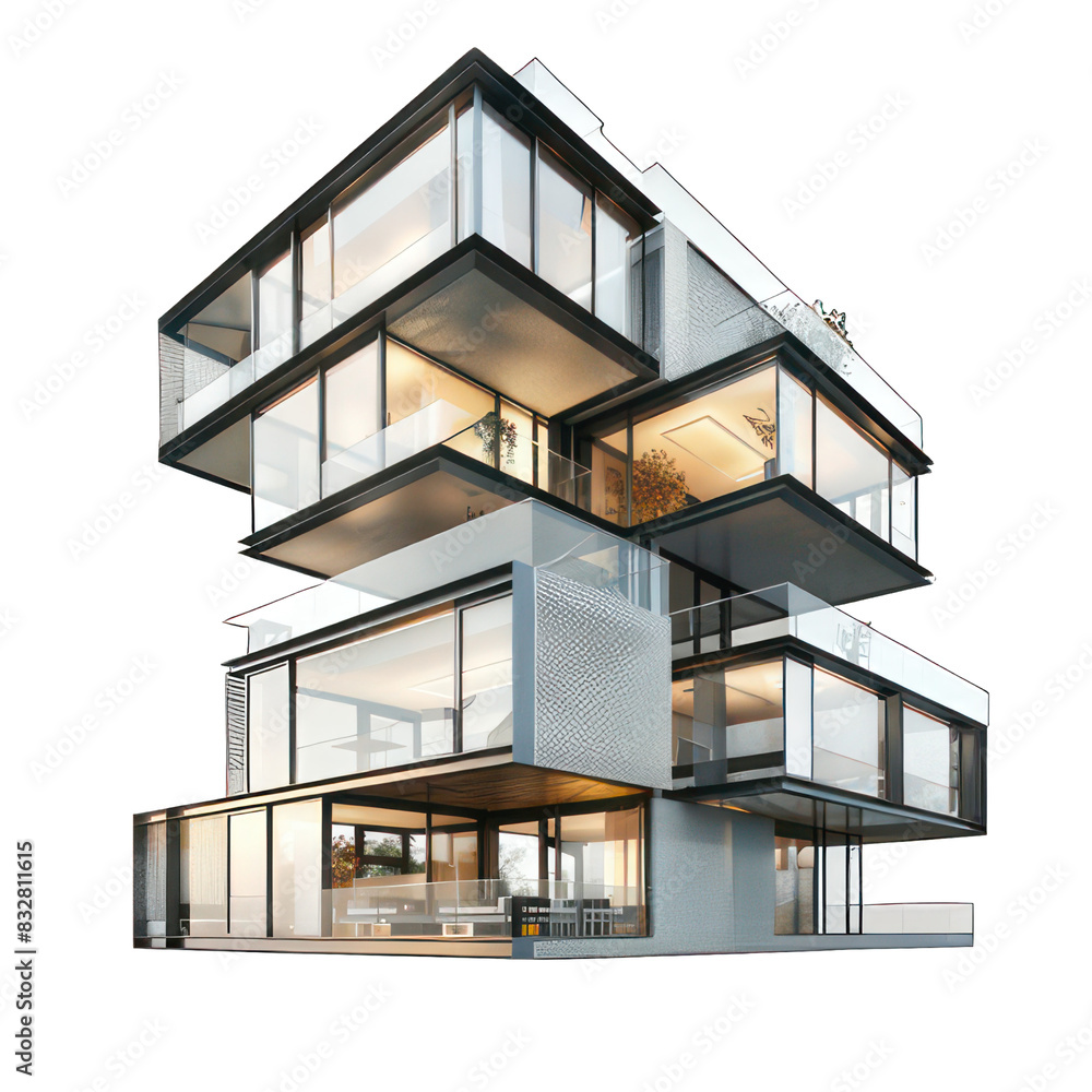 Poster modern cube appartement isolated on white created with generative ai