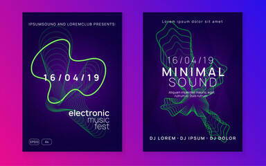 Sound Banner. Electronic Audio Invitation. Electro Invite. Violet Music Set. Party Flyer. Fest Trance Graphic. Blue Edm Design. Green Sound Banner