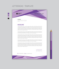 Letterhead template vector, company letterhead design, minimalist style, printing design, business advertisement layout, purple background concept, simple letterhead mockup design, vector design