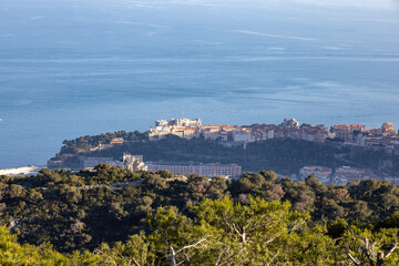View over Monaco to the old town and palace