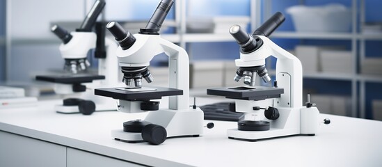 test tube at laboratory with microscope.