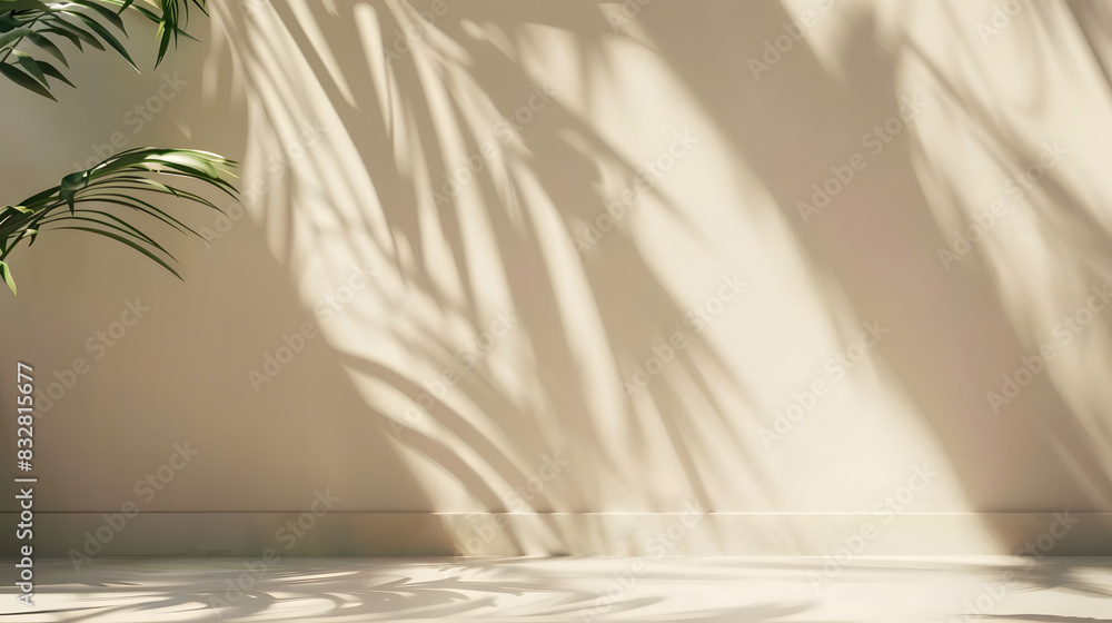 Poster minimalistic abstract gentle light beige background for product presentation with light andand intri