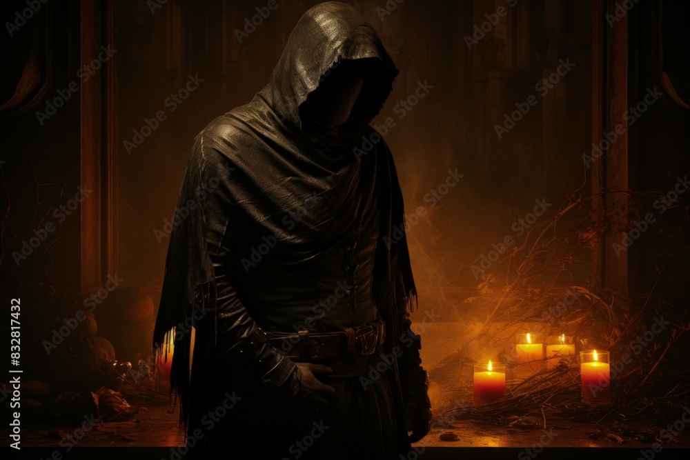 Sticker a brooding and mysterious assassin, lurking in the shadows and eliminating targets with lethal preci