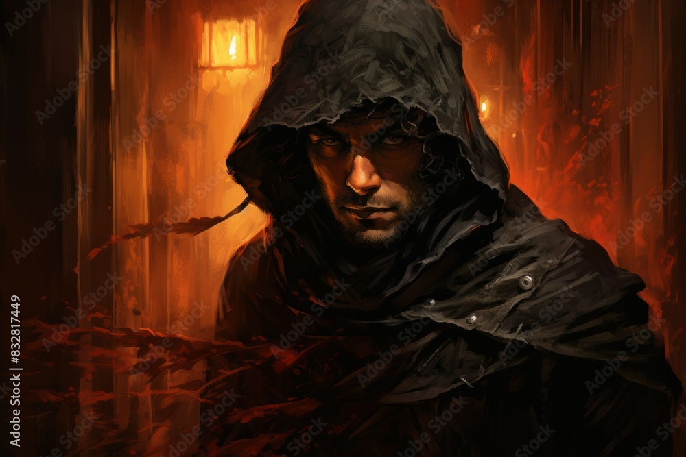 Sticker a brooding and mysterious assassin, lurking in the shadows and eliminating targets with lethal preci