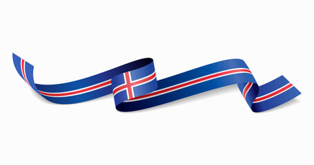 Icelandic flag wavy abstract background. Vector illustration.