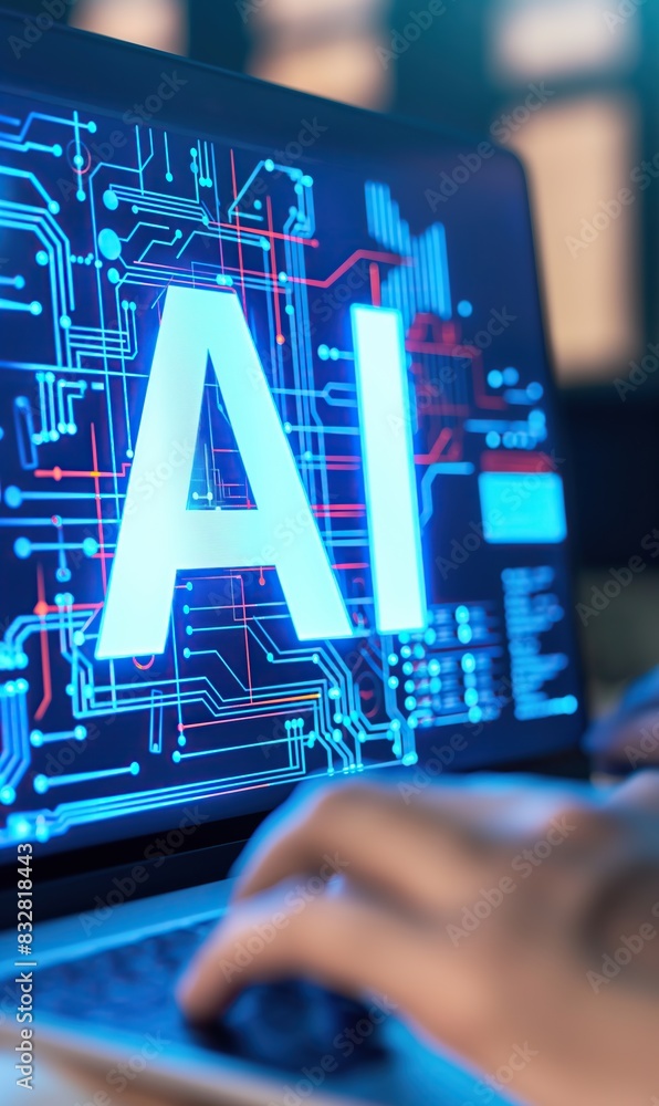 Poster computer screen with word 