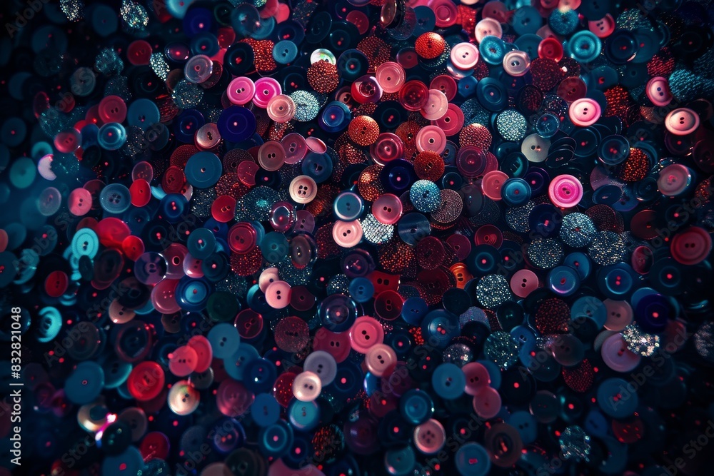 Poster colorful array of assorted buttons forming a vibrant and dynamic background design