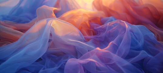 Obraz premium Soothing pastel silk waves soft flowing fabric in calming abstract background with copy space