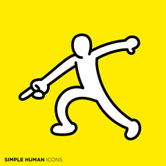 シンプルな人間のアイコンシリーズ, 下を指差す人