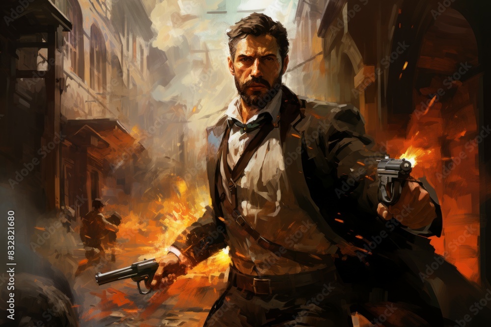Canvas Prints a relentless and skilled bounty hunter, tracking down and capturing fugitives with ruthless efficien