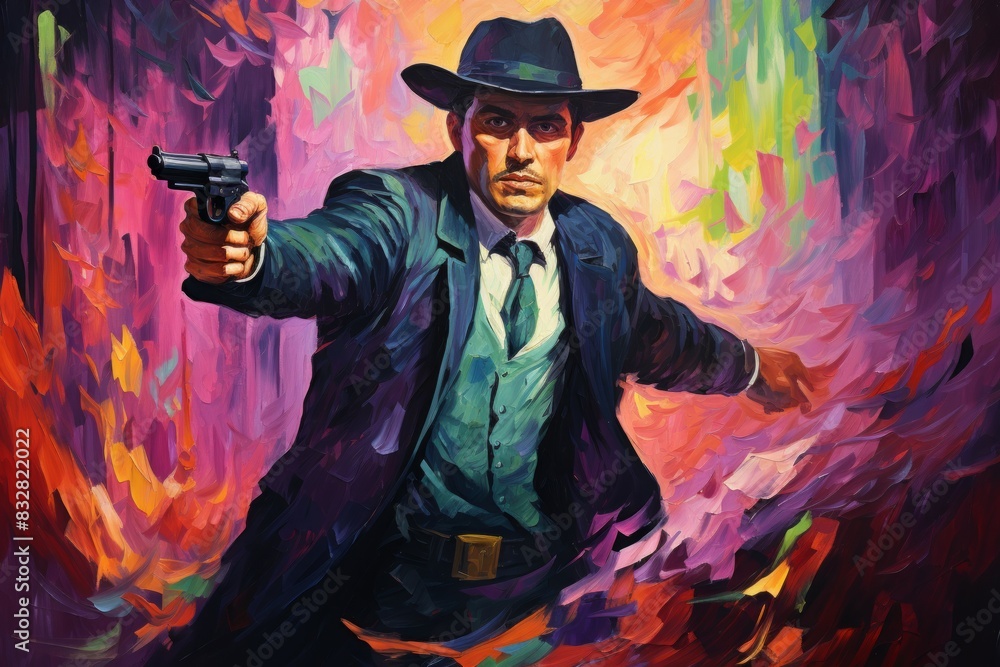 Canvas Prints a relentless and skilled bounty hunter, tracking down and capturing fugitives with ruthless efficien