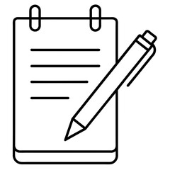 notepad icon with pen silhouette vector art illustration