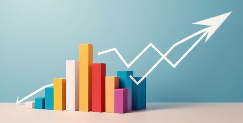 isolated on soft background with copy space Graph with Upward Arrow concept, illustration