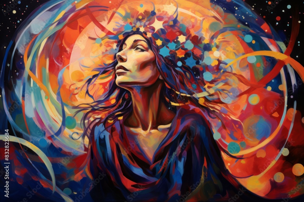 Wall mural a wise and revered oracle, gifted with prophetic visions and cosmic insight. - generative ai