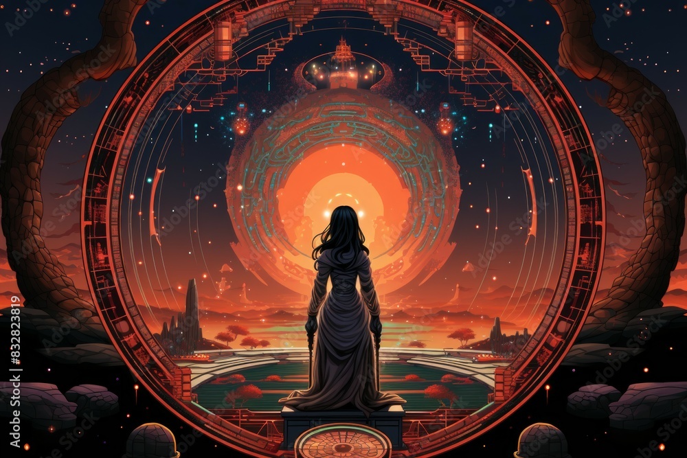 Wall mural a wise and revered oracle, gifted with prophetic visions and cosmic insight. - generative ai