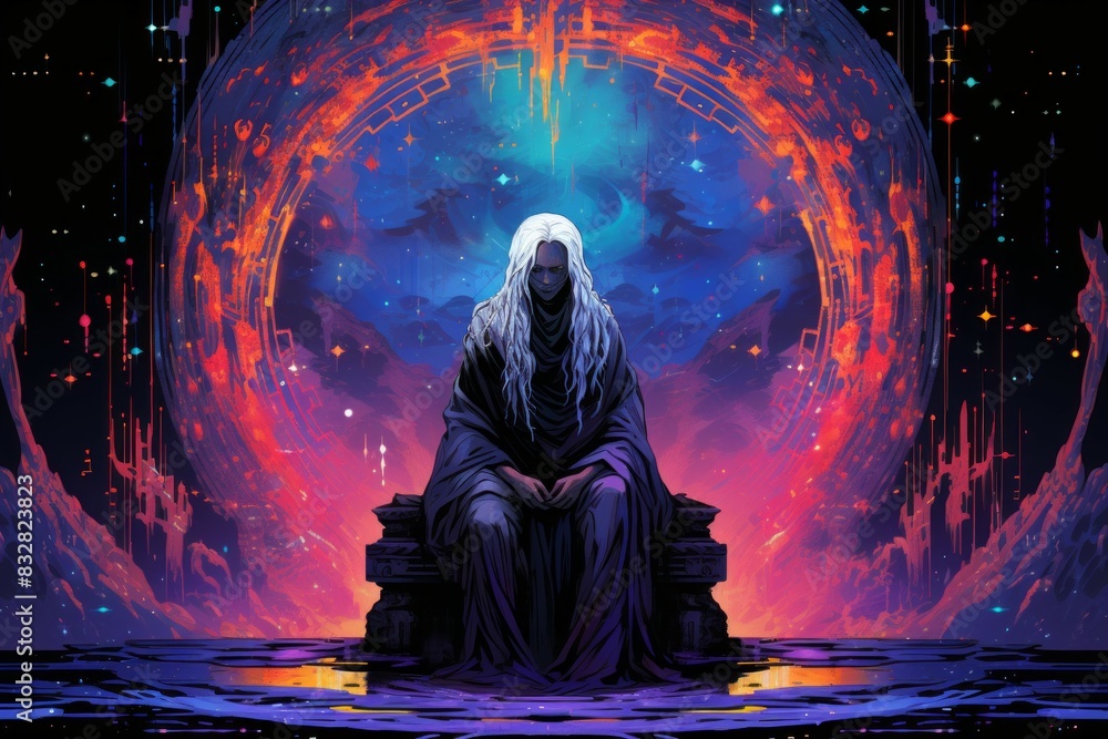 Wall mural a wise and revered oracle, gifted with prophetic visions and cosmic insight. - generative ai