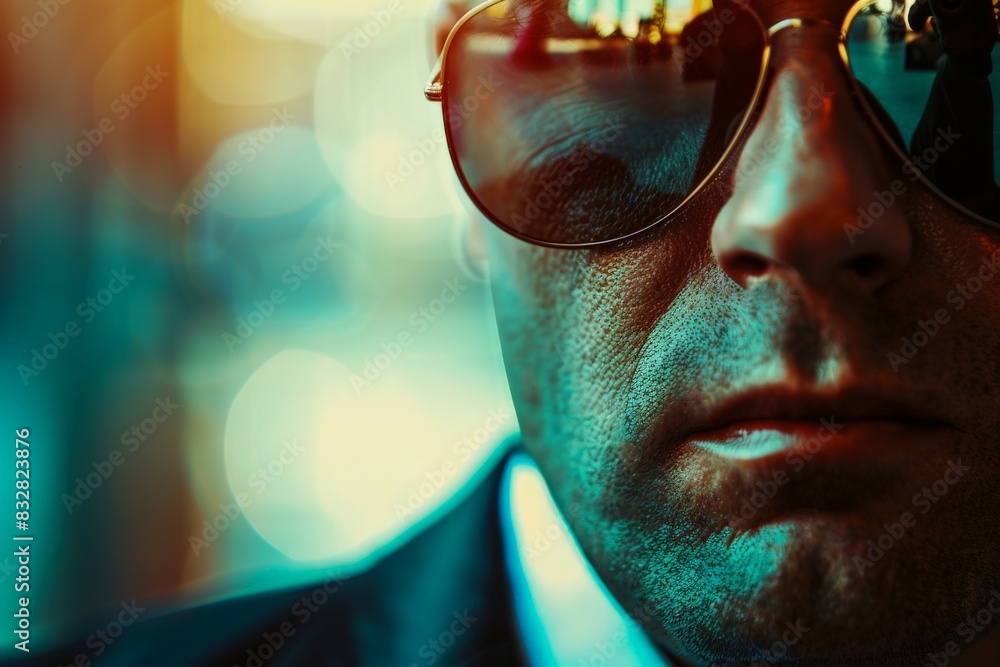 Aufkleber artistic image with colorful bokeh effects on a dark, blurred background