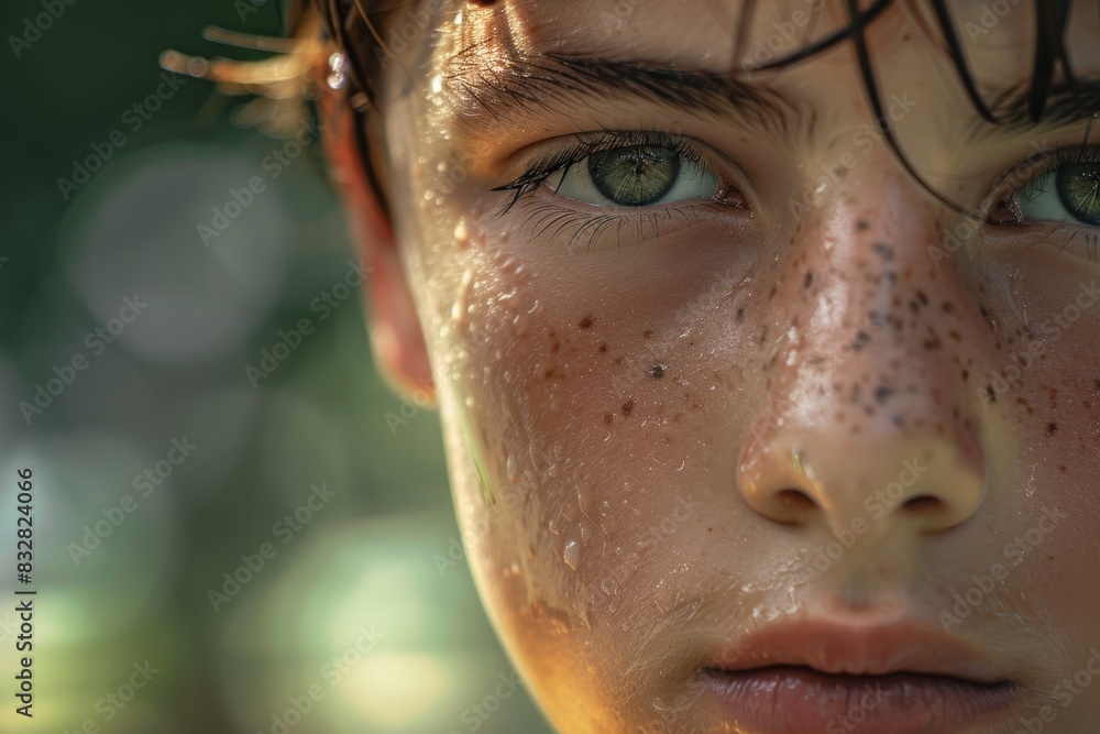Aufkleber Blurry background with a tilted angle and bokeh light effects creating an abstract look