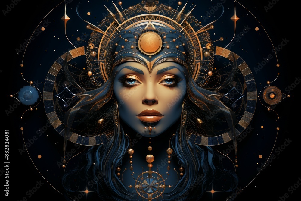 Wall mural a wise and revered oracle, gifted with prophetic visions and cosmic insight. - generative ai