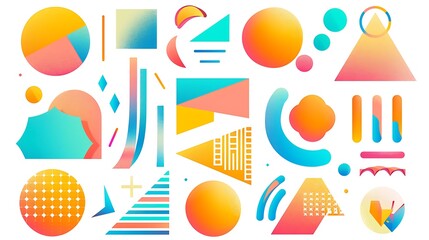 Set of abstract geometric gradient shapes. Vector illustration.