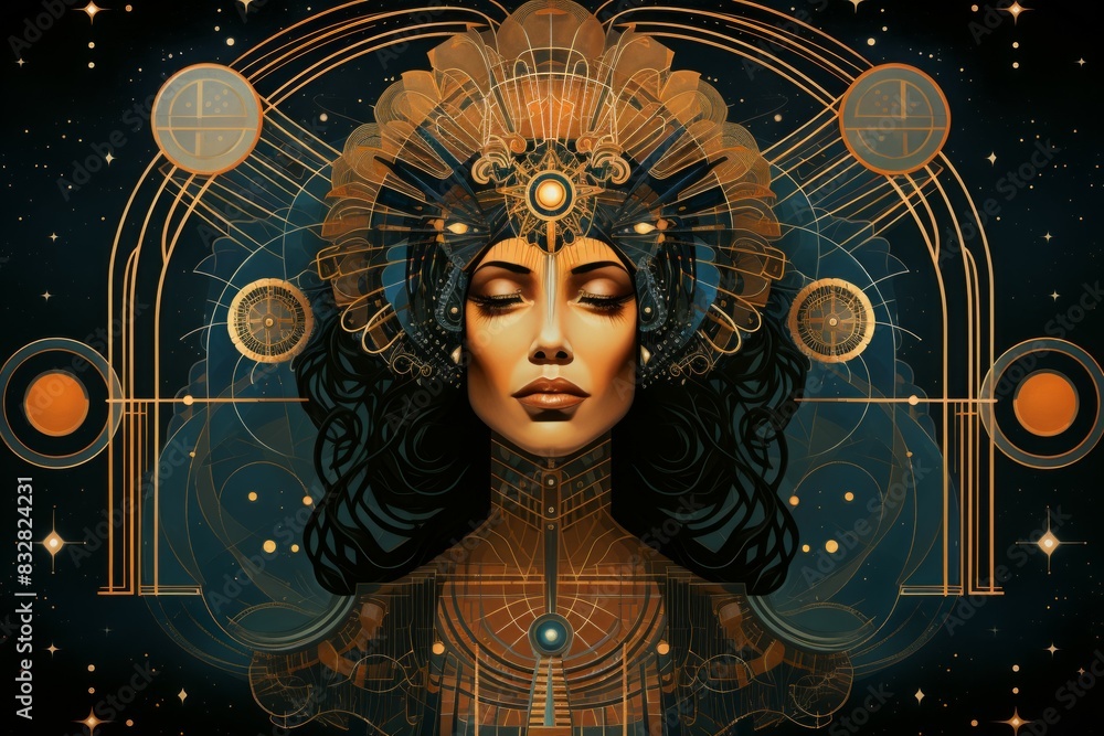 Wall mural a wise and revered oracle, gifted with prophetic visions and cosmic insight. - generative ai