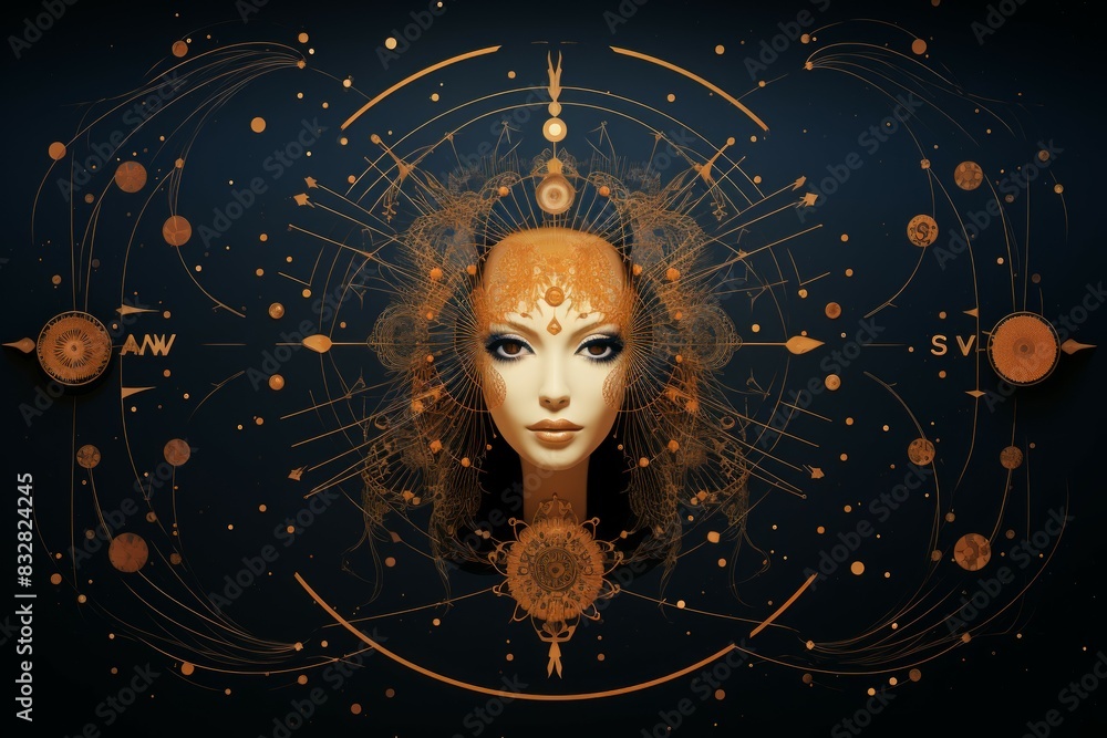 Wall mural a wise and revered oracle, gifted with prophetic visions and cosmic insight. - generative ai