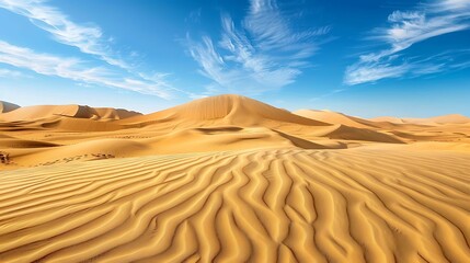 The endless waves of sand dunes in the desert create a beautiful and desolate landscape.