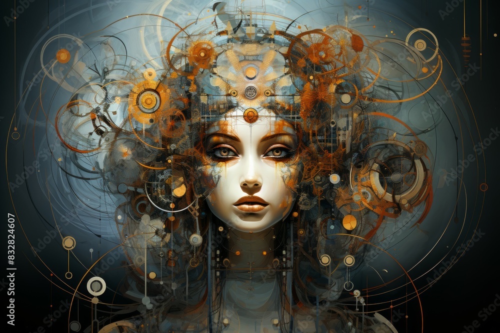 Wall mural a wise and revered oracle, gifted with prophetic visions and cosmic insight. - generative ai