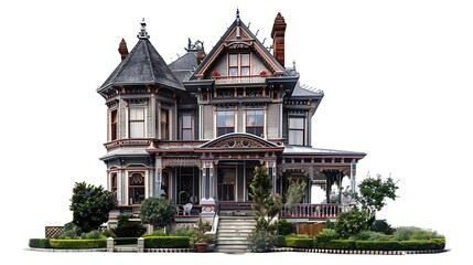 The photo shows a beautiful Victorian house with a wraparound porch, bay windows, and a widow's walk.