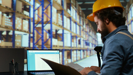 Export supervisor drafting billing for product logistics, managing shipping and delivery...