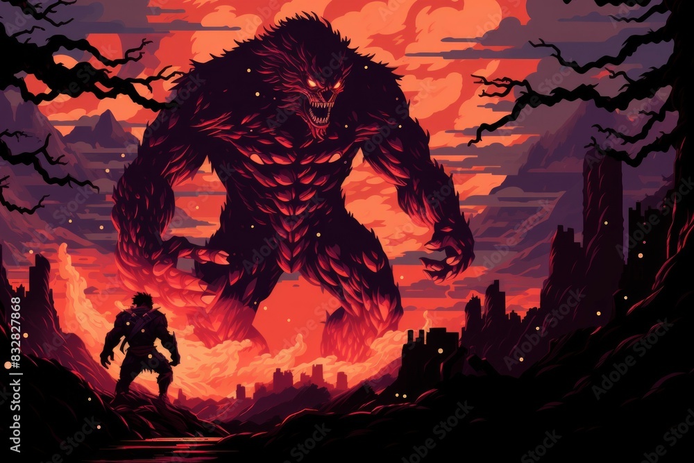 Wall mural a fearless and mighty berserker, unleashing devastating attacks with unbridled fury. - generative ai
