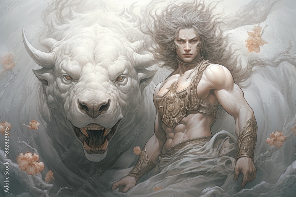 Wall mural a fearless and mighty berserker, unleashing devastating attacks with unbridled fury. - generative ai