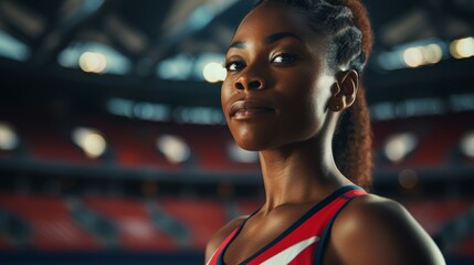 Sportswoman or athlete. Background with selective focus and copy space