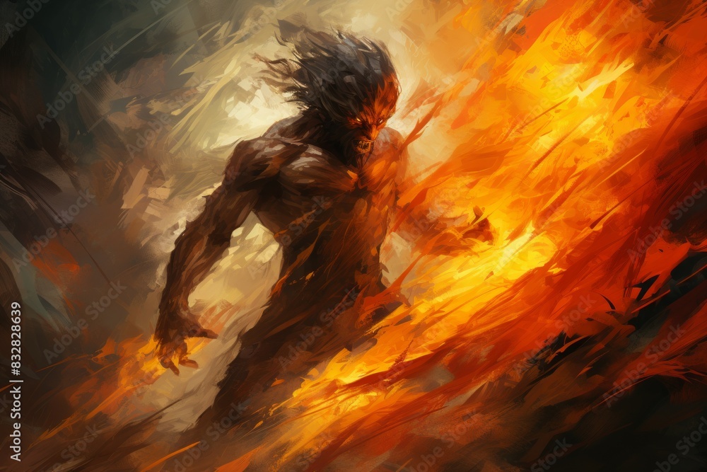 Wall mural a fearless and mighty berserker, unleashing devastating attacks with unbridled fury. - generative ai