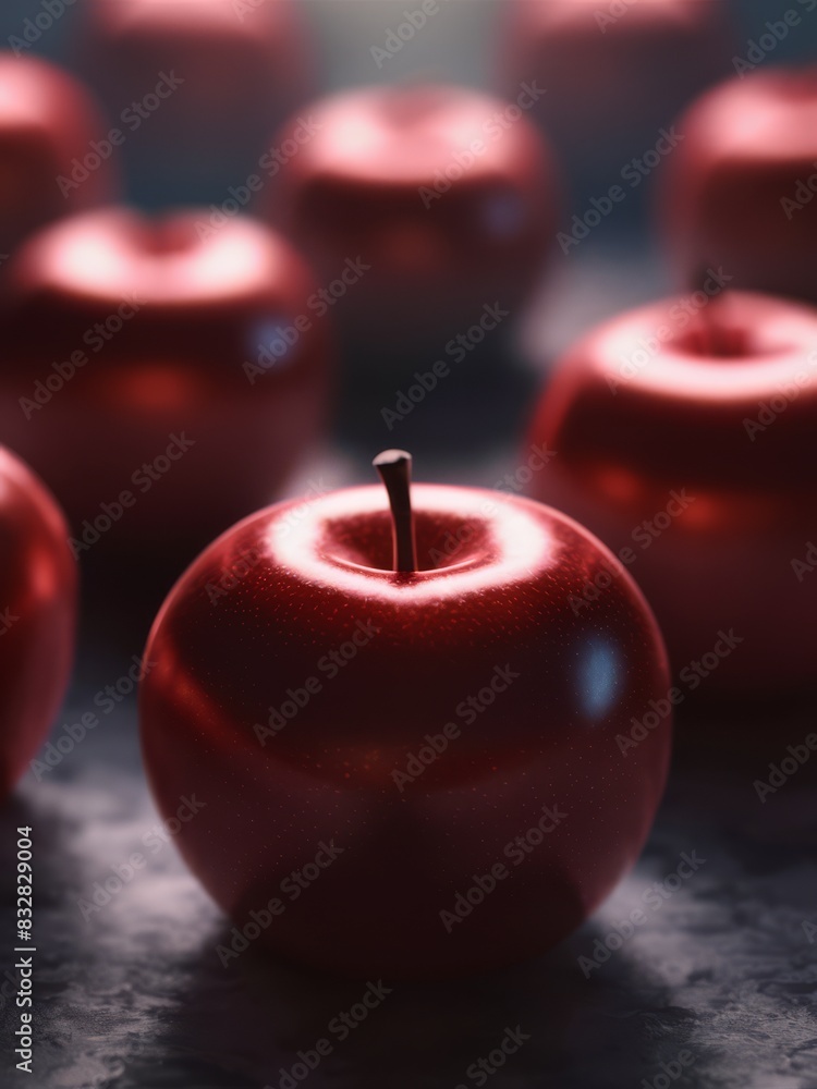 Poster a group of red apples are arranged in a circle on the table, ai