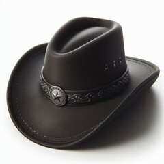 Black cowboy hat isolated on a white background