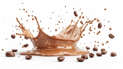 Fototapeta premium Coffee Splash with Beans Generative AI