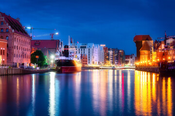 Twilight glow over city waterfront