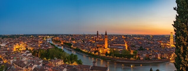 Panoramic view of verona at sunset