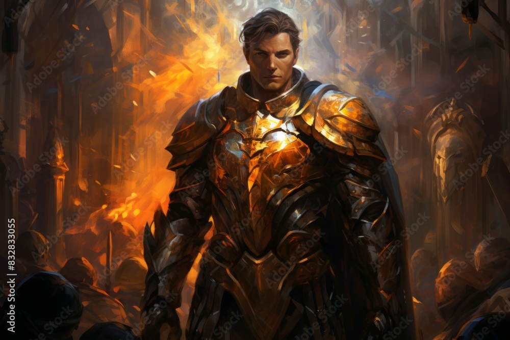 Wall mural a virtuous and steadfast paladin, upholding justice and combating evil with unwavering resolve. - ge