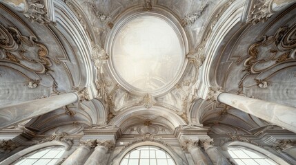 background: baroque interior, vaulted ceiling of a classical enfilade - Powered by Adobe