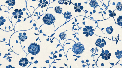 Tile Blue Floral Pattern.