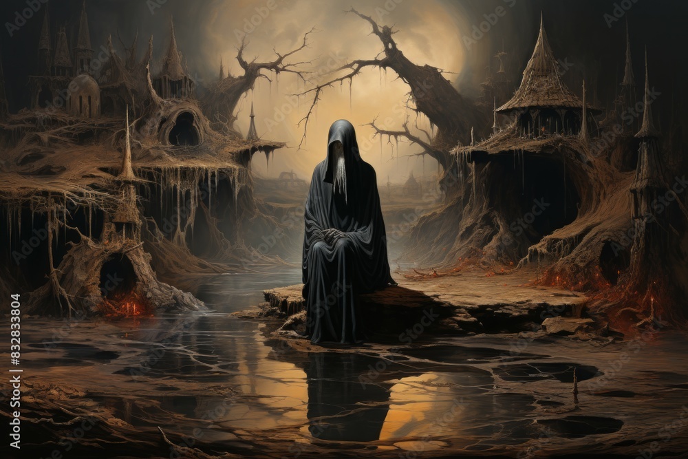 Canvas Prints a mysterious and enigmatic hermit, dwelling in solitude and possessing ancient wisdom. - generative 
