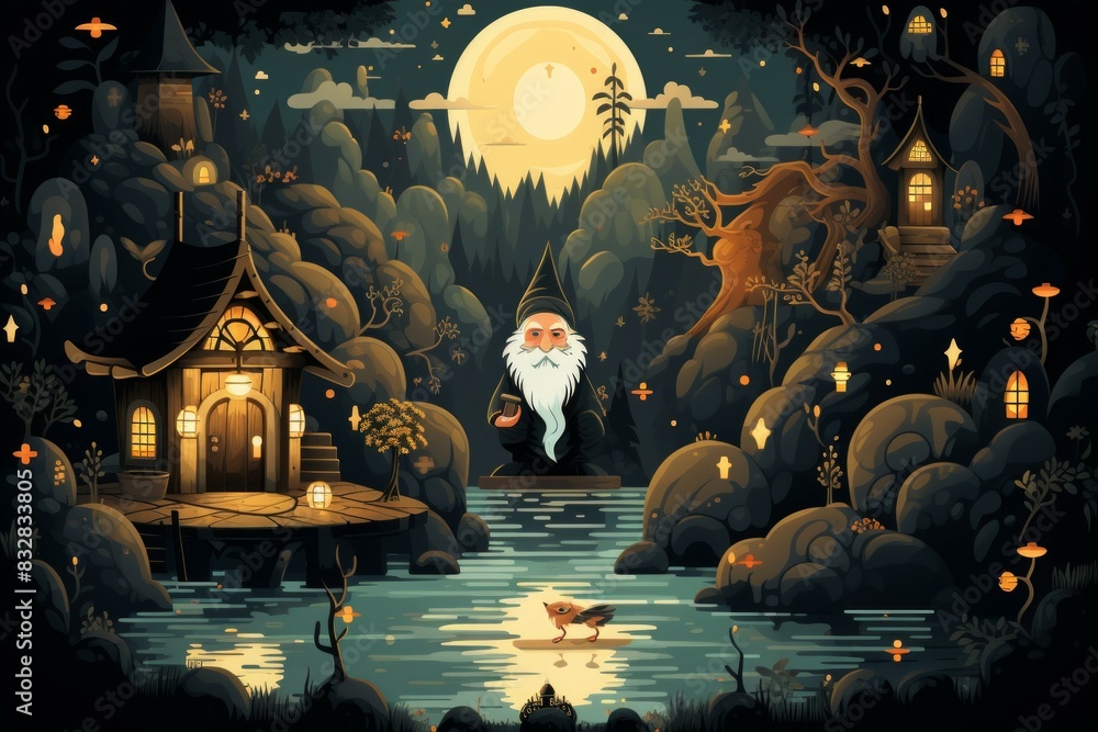 Canvas Prints a mysterious and enigmatic hermit, dwelling in solitude and possessing ancient wisdom. - generative 
